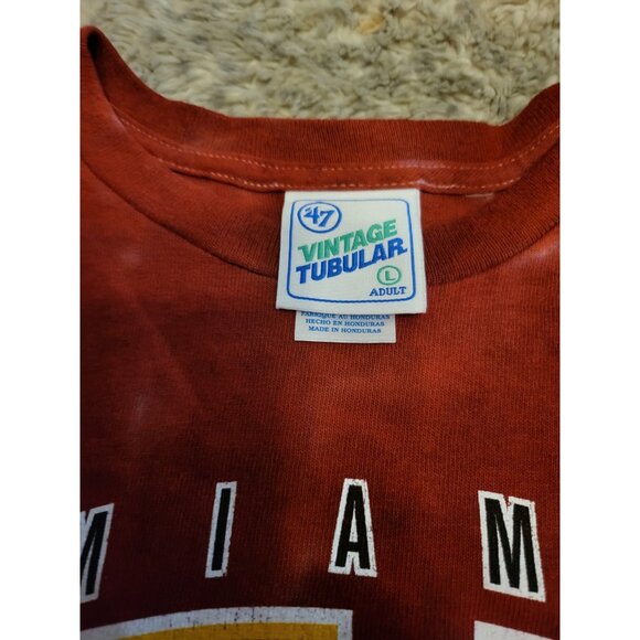 Men's Miami Heat '47 Red Vintage Tie Dye Tubular T-Shirt Men's Size Large NWT - Picture 6 of 10